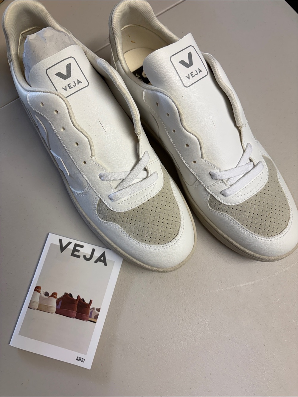 Veja Men’s White Sneakers with Light Gray Suede Accents